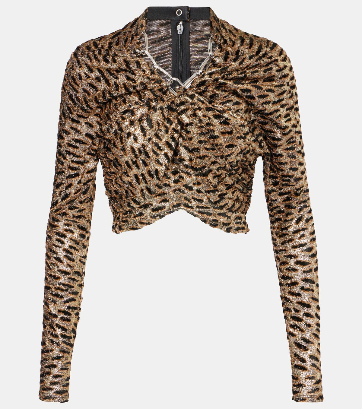 Rabanne Tiger-print metallic top Paco Rabanne