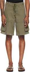 Raimundo Langlois Khaki Double Fly Cargo Shorts