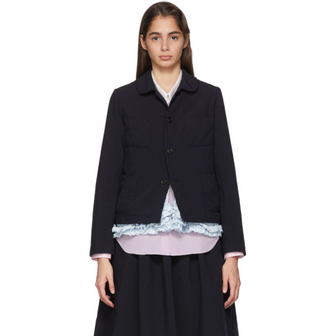 Comme des Garcons Girl Navy Ruffle Blazer