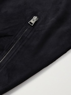 TOM FORD - Merino Wool and Suede Zip-Up Cardigan - Blue