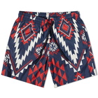 Moncler Men's Navajo Print Swim Short in Red/White/Blue