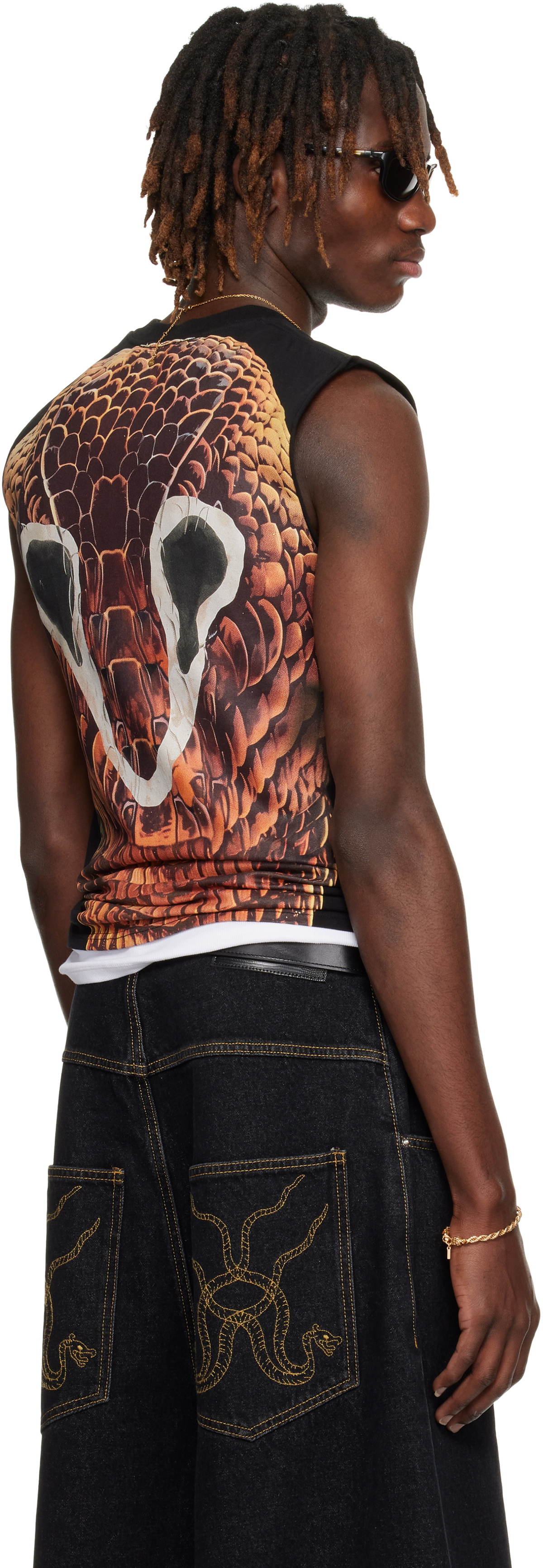 LU'U DAN Black 'Year of the Snake' Sleeveless T-shirt