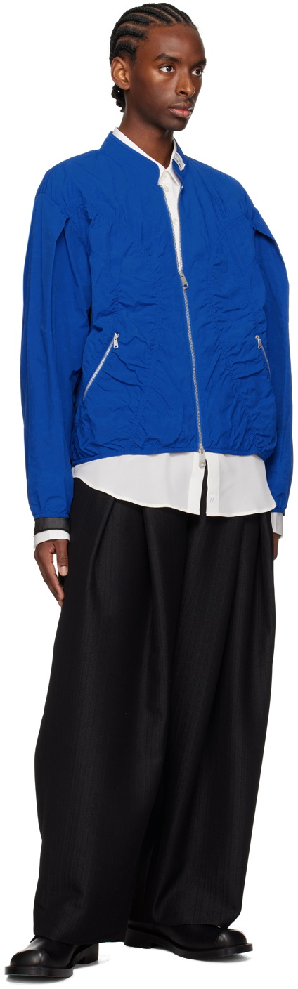 ADER error Blue Ruched Bomber Jacket