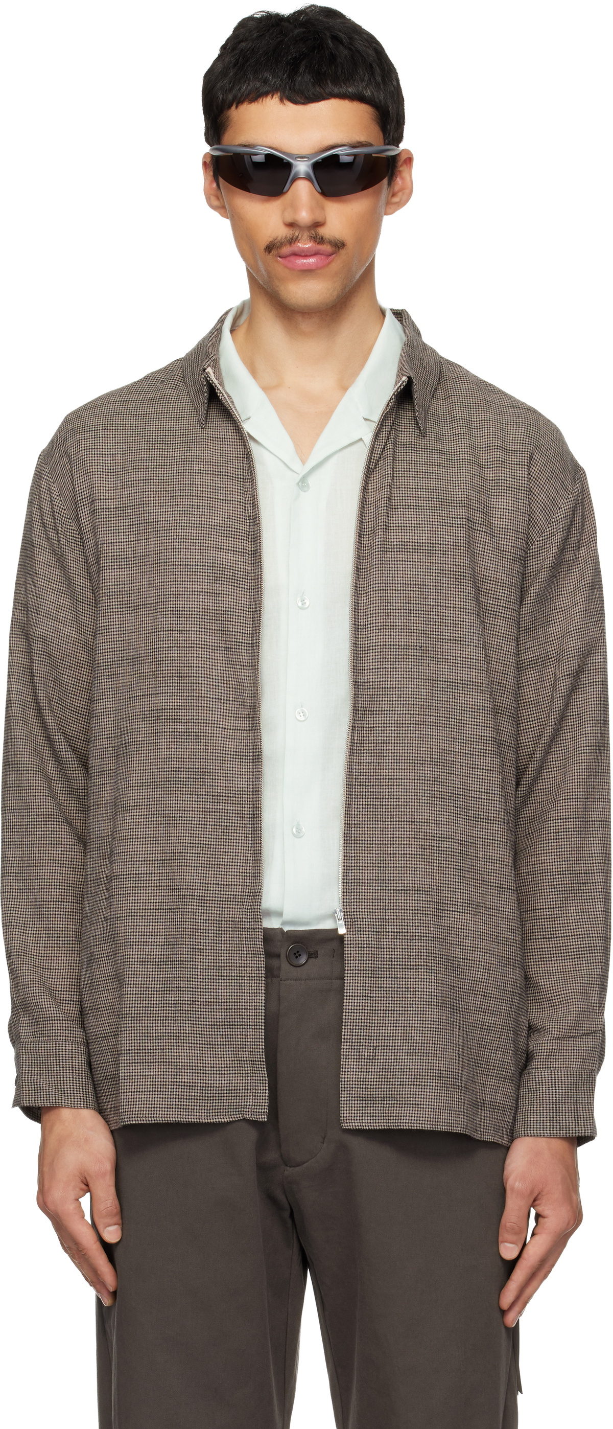 POST ARCHIVE FACTION (PAF) Taupe Zip Archive Shirt