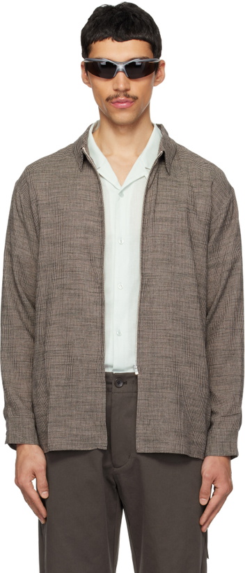 Photo: POST ARCHIVE FACTION (PAF) Taupe Zip Archive Shirt
