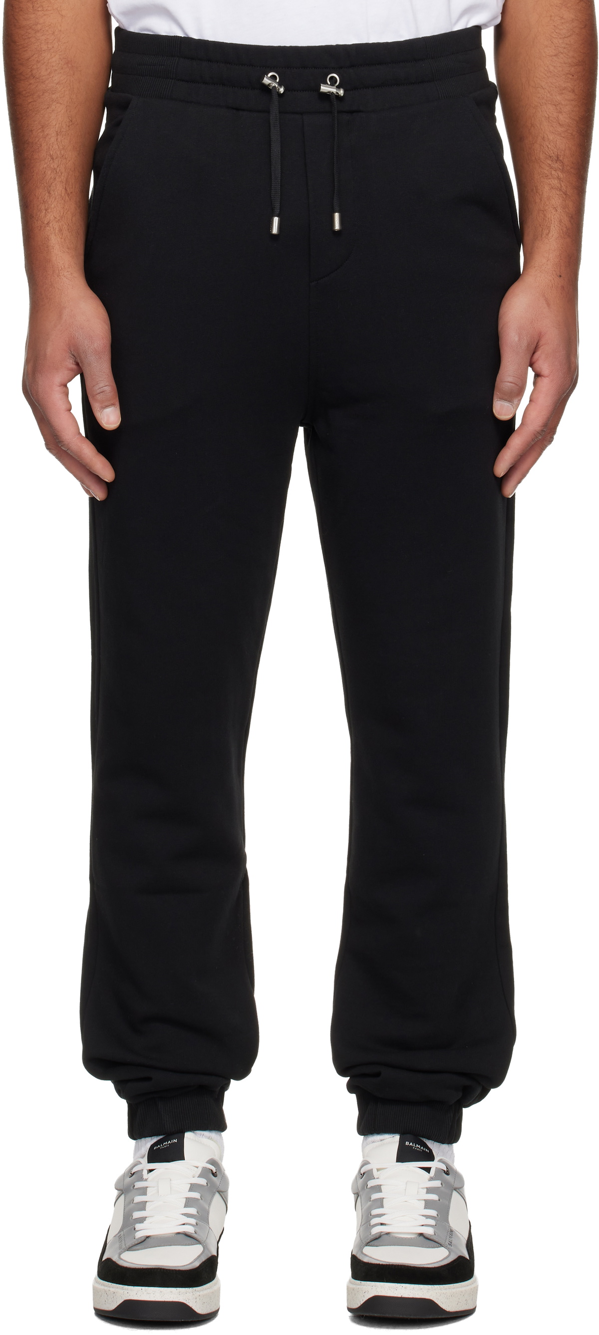Balmain Black Small 'Balmain' Stamp Sweatpants