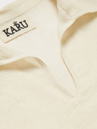 Karu Research - Embroidered Selvedge Cotton Polo Shirt - Neutrals