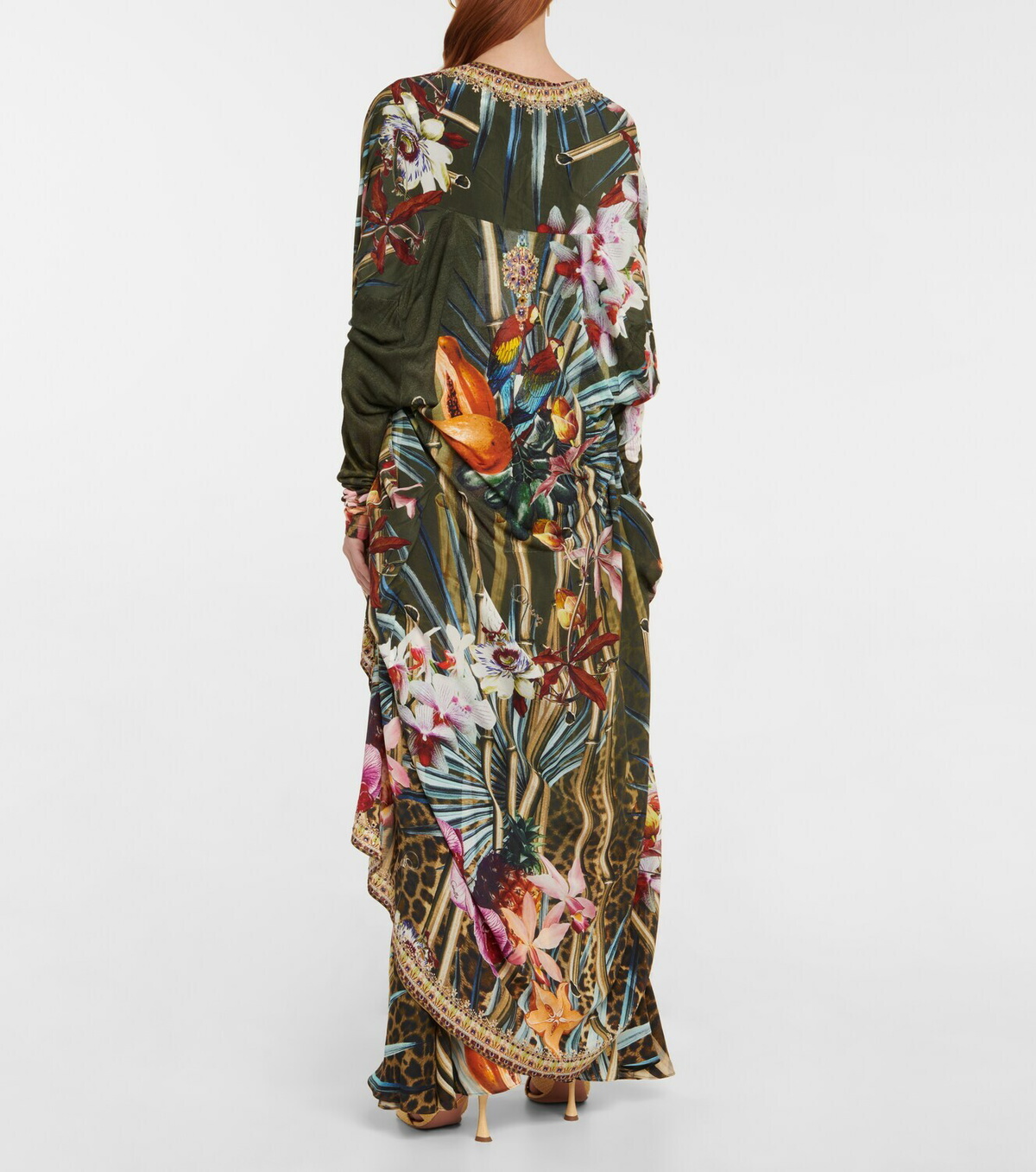 Camilla Embellished floral silk beach cover-up