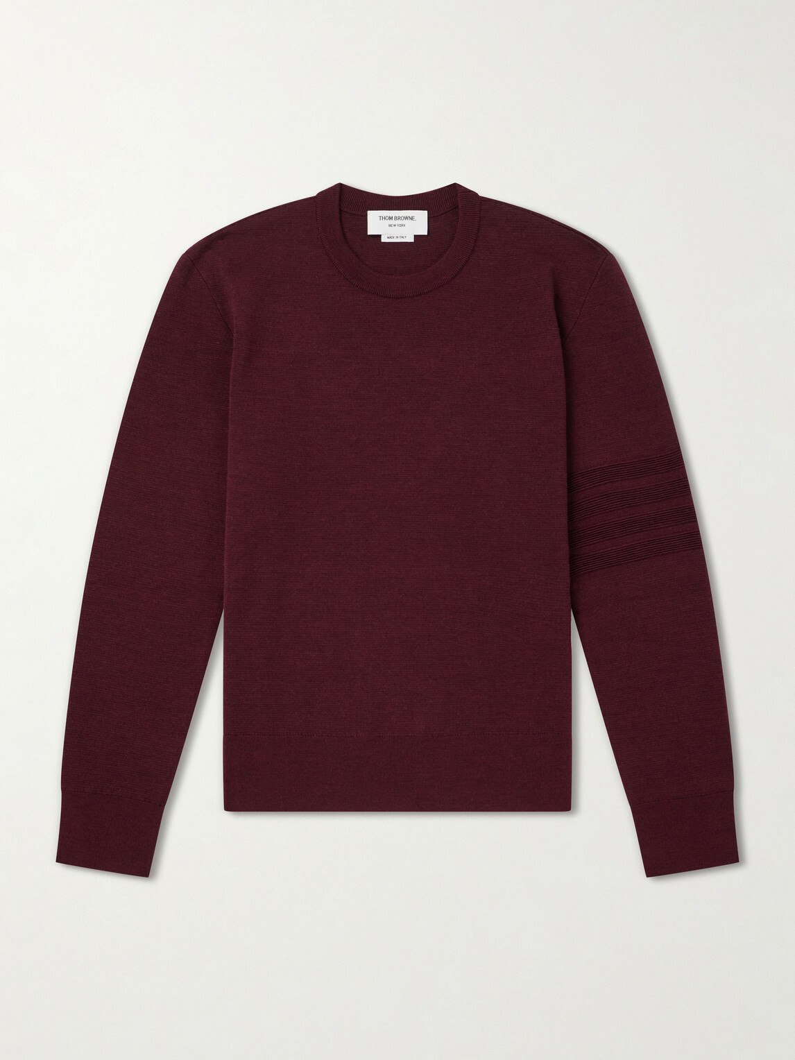 Thom Browne - Milano Stitch Wool, Linen and Cotton-Blend Sweater - Burgundy