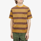 Beams Plus Men's Nep Stripe Pocket T-Shirt in Brown