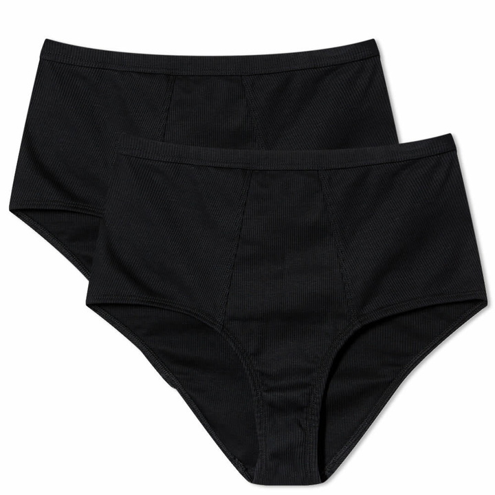 Photo: Organic Basics Women's Organic Rib-Flex High Rise Brief - 2 Pack in Black