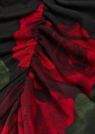Good American Floral-print Ruched Mesh Maxi Dress Dark Red