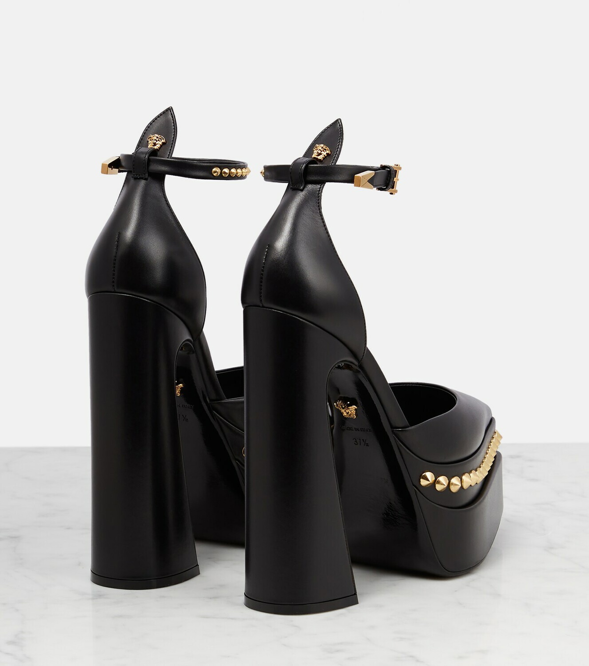 Versace - Aevitas Pointy stud leather platform pumps Versace