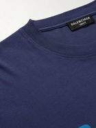 Balenciaga - Printed Cotton-Jersey T-Shirt - Blue