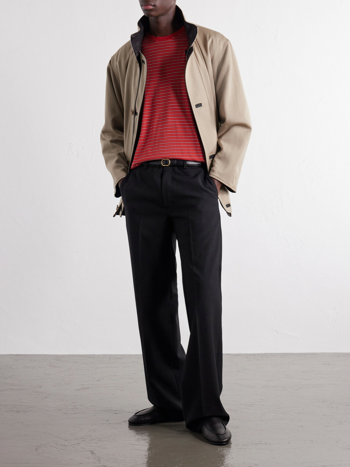 Auralee - Striped Wool-Jersey T-Shirt - Red