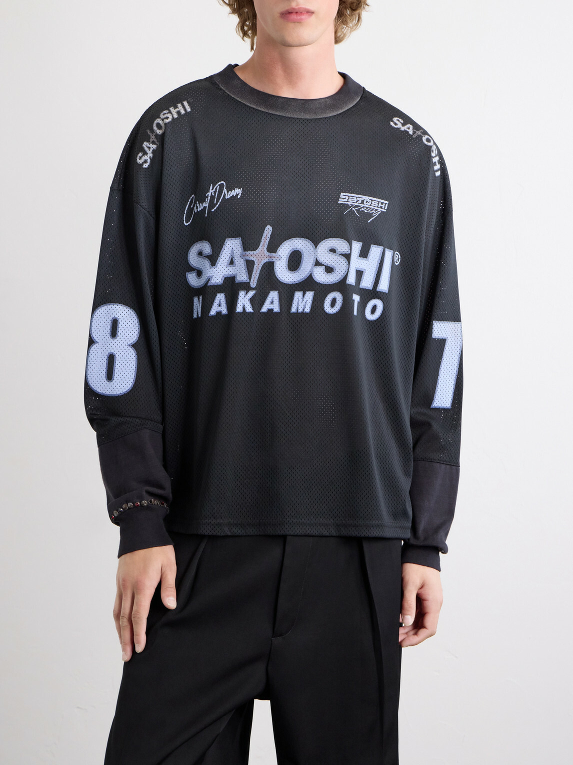 Satoshi Nakamoto - Moto Logo-Print Mesh T-Shirt - Black