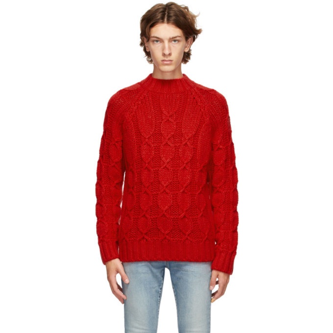 Photo: Saint Laurent Red Cable Knit Sweater