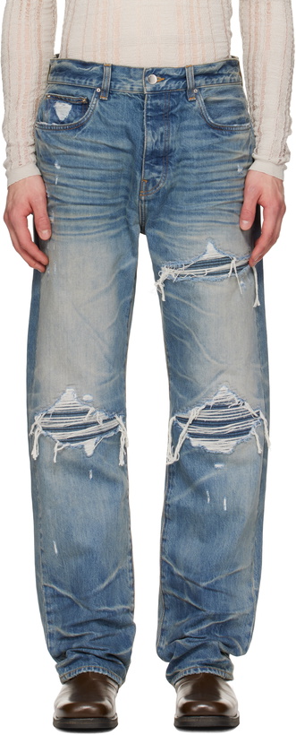 Photo: AMIRI Blue Pleated Denim Straight MX1 Jeans