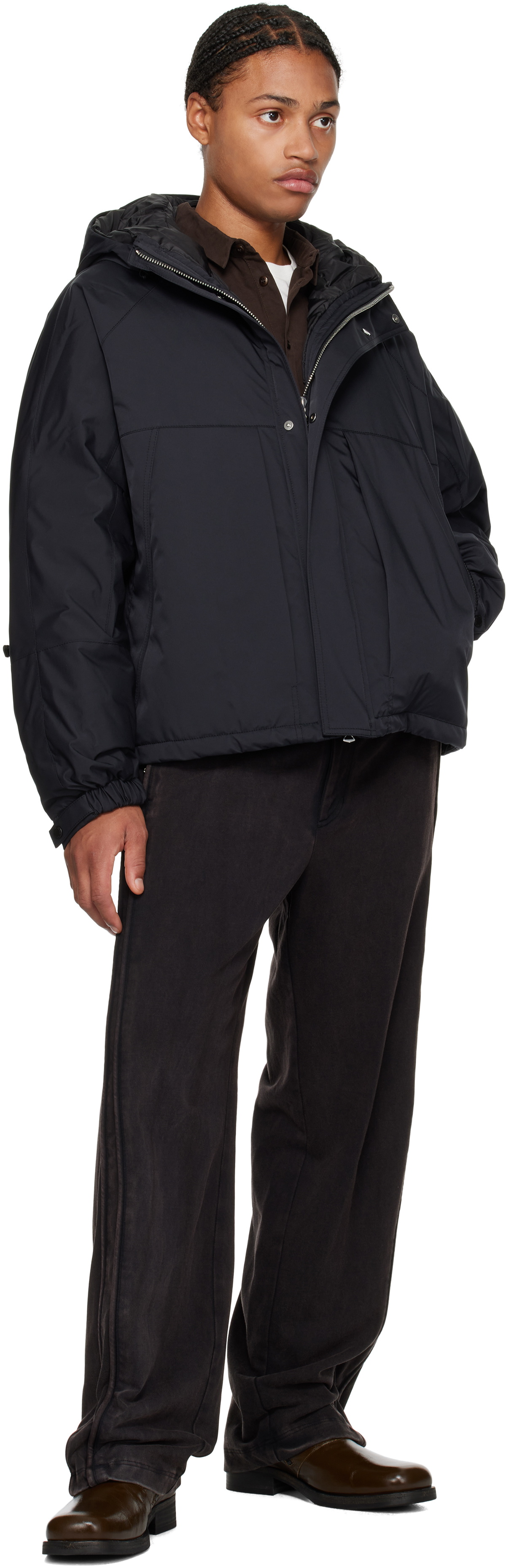 Solid Homme Black Taffeta Down Jacket