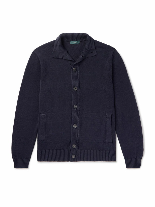 Photo: Incotex - Zanone Linen and Cotton-Blend Cardigan - Blue