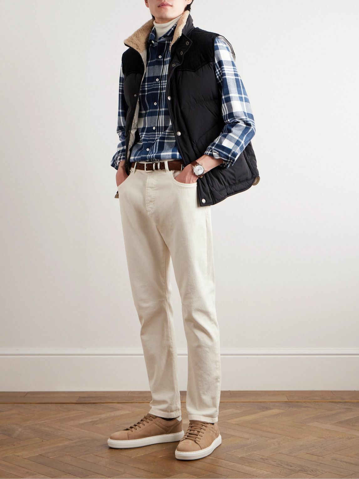 Brunello Cucinelli - Checked Cotton-Flannel Shirt - Blue Brunello
