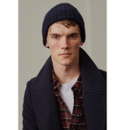 Mr P. - Ribbed Brushed-Wool Beanie - Men - Navy