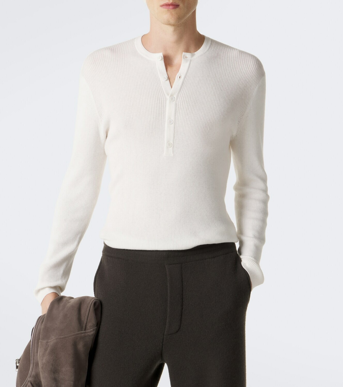 Lisa Yang Falk cotton and cashmere Henley shirt
