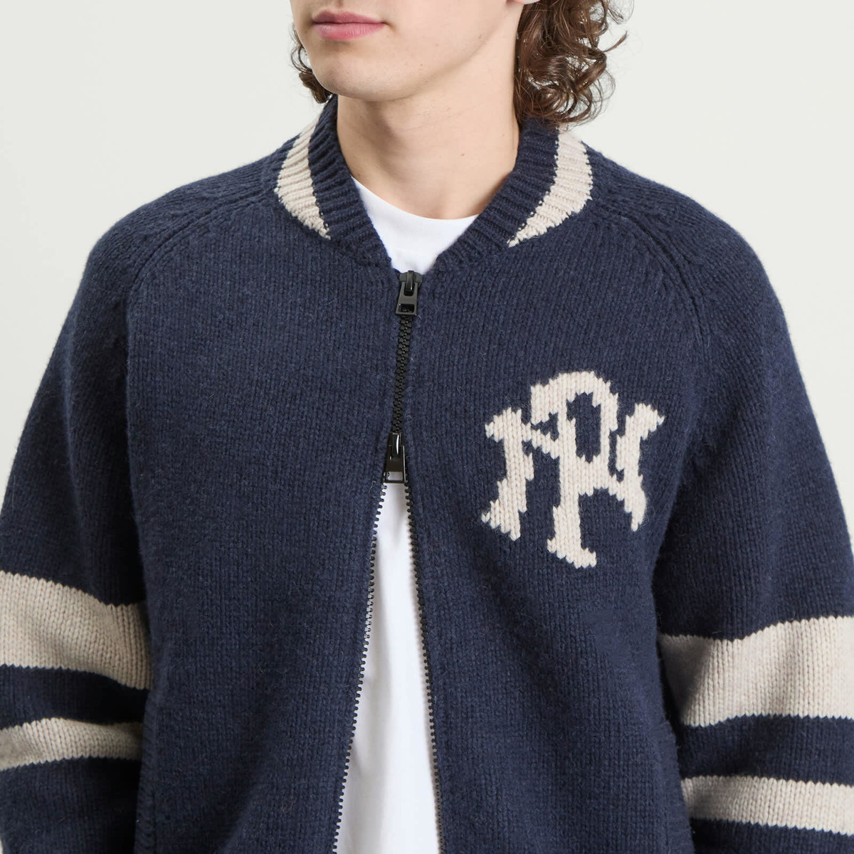 No Problemo Men's NYP Varsity Zip Knit in Navy
