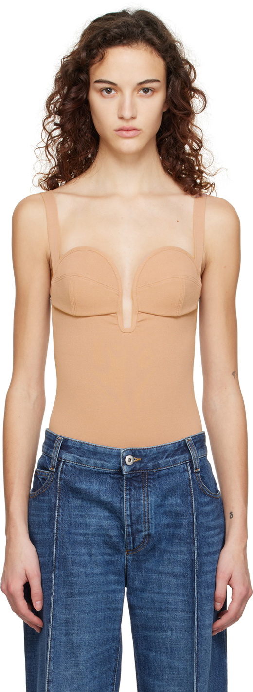 ALAÏA Tan Cup Angle Bodysuit ALAÏA