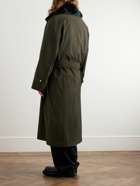 Burberry - Faux Fur-Trimmed Belted Cotton-Gabardine Car Coat - Green