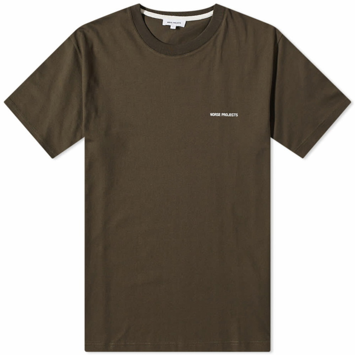 Photo: Norse Projects Men's Johannes Standard Logo T-Shirt in Beech Green