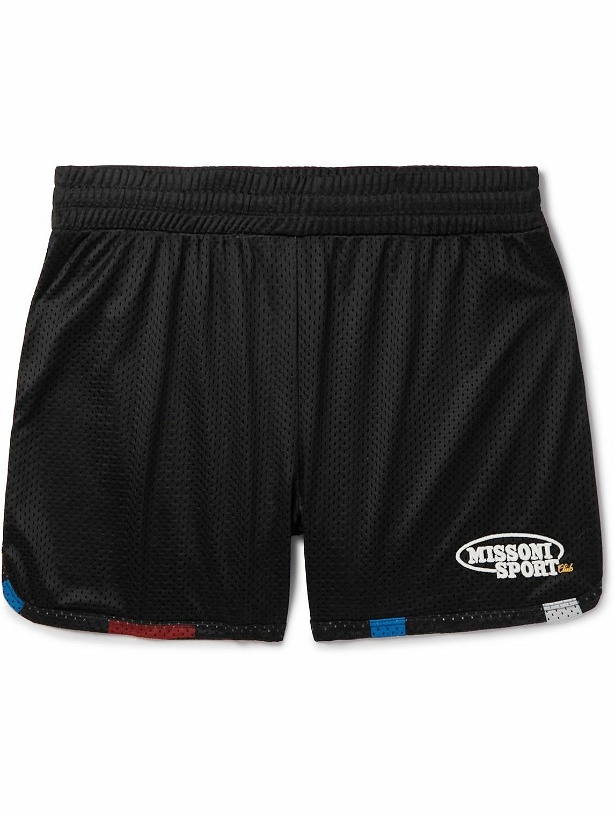 Photo: Missoni - Straight-Leg Logo-Embroidered Printed Mesh Shorts - Black
