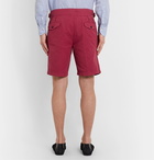 Rubinacci - Manny Garment-Dyed Pleated Cotton-Twill Shorts - Red