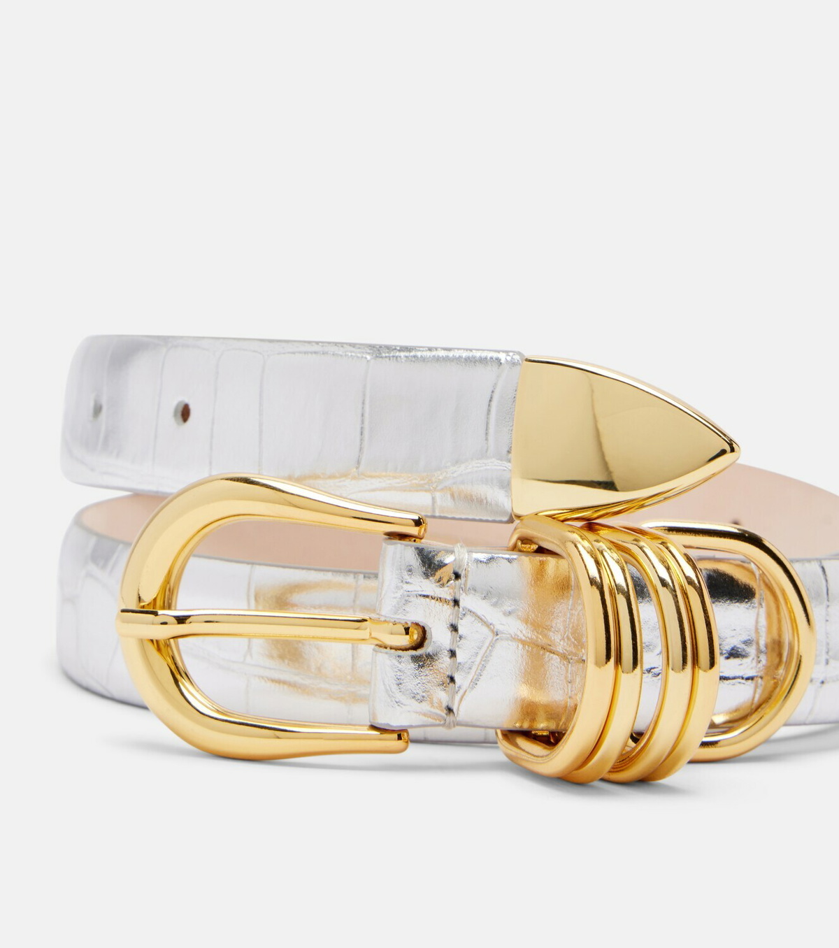 Déhanche Hollyhock croc-effect mirrored leather belt