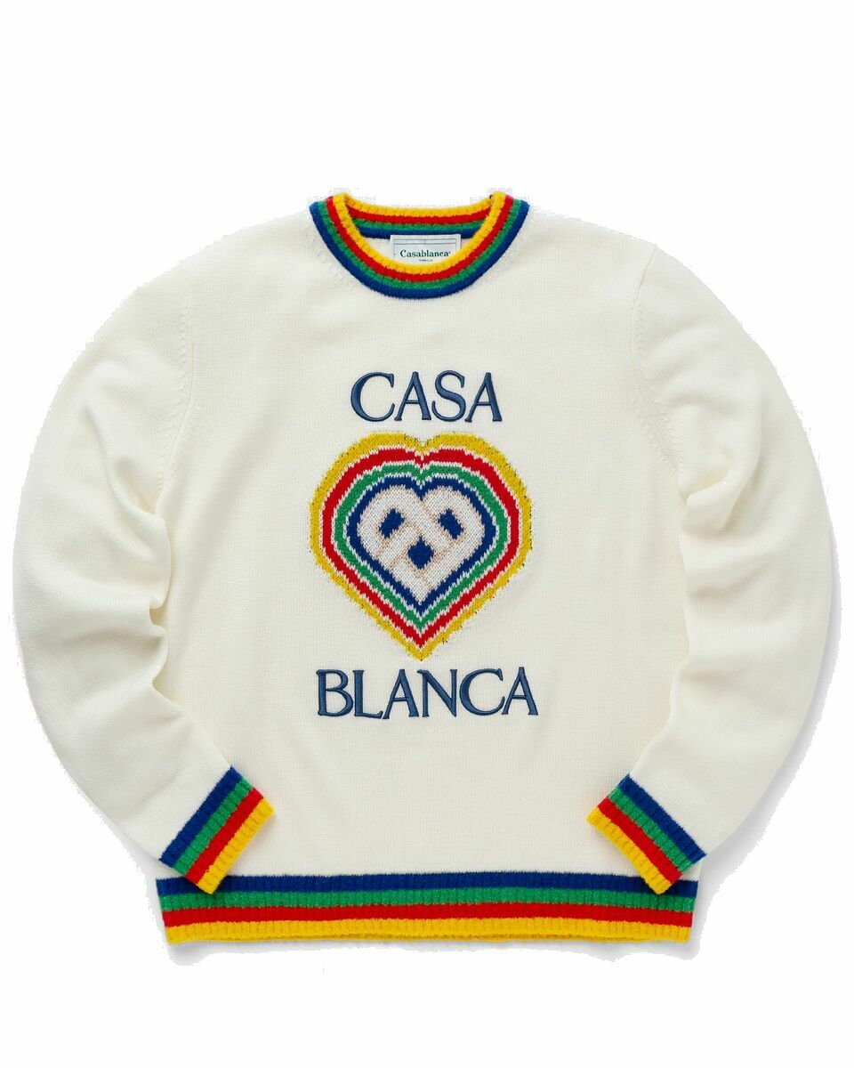 Photo: Casablanca Heart Boucle Brand Jumper White - Mens - Pullovers