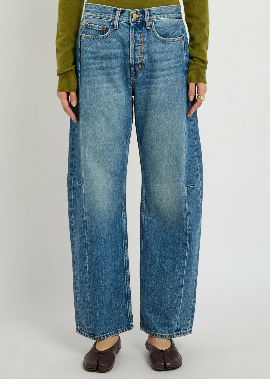 B Sides Slim Lasso Structured Barrel-leg Jeans Indigo
