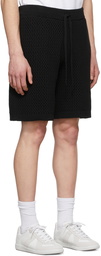 Helmut Lang Black Pointelle Knit Shorts