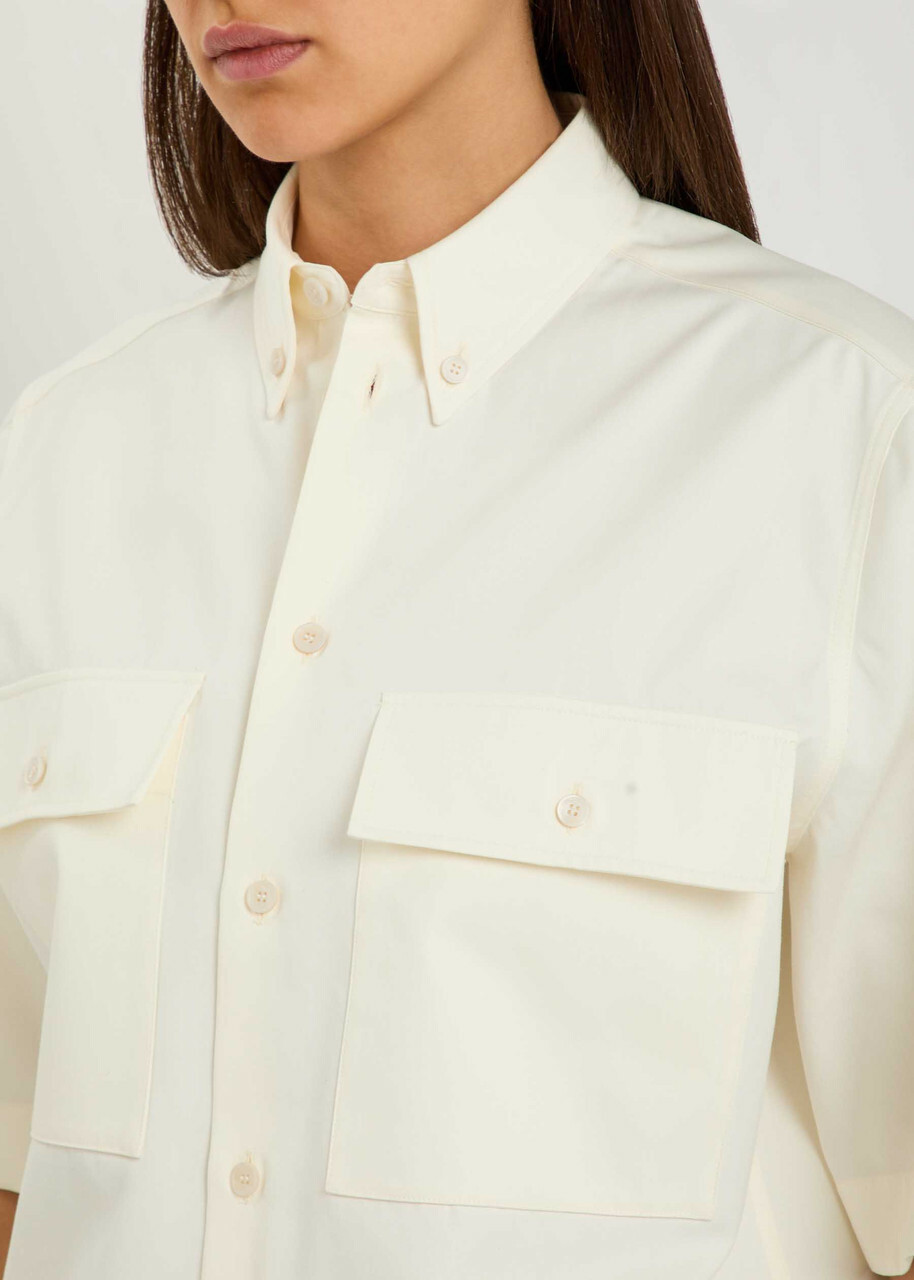 Tods Logo-embroidered Cotton-blend Poplin Shirt White