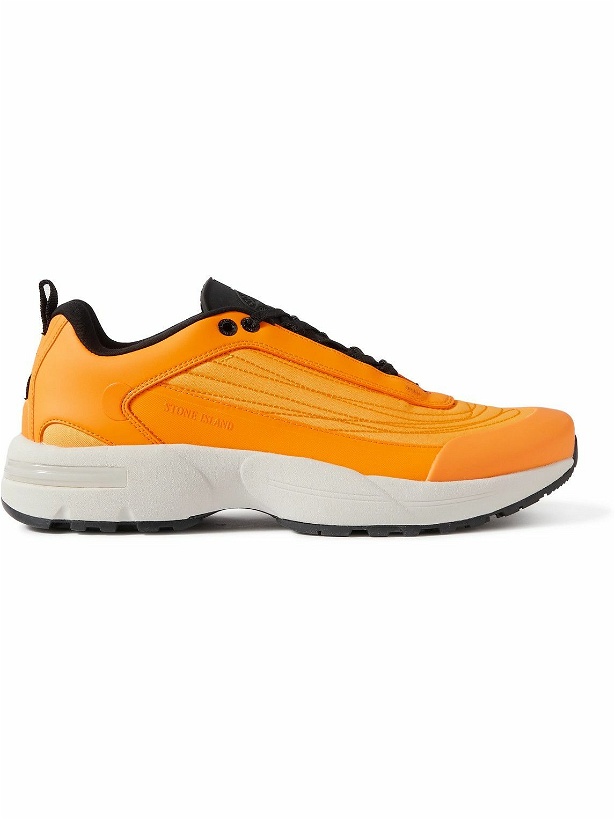 Photo: Stone Island - Grime Rubber-Trimmed Canvas Sneakers - Orange