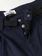 Stone Island - Marina Wide-Leg Belted Pleated Cotton-Blend Gabardine Trousers - Blue
