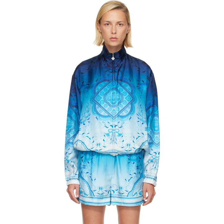 Photo: Casablanca Blue Gradient Egyptian Rug Silk Track Jacket