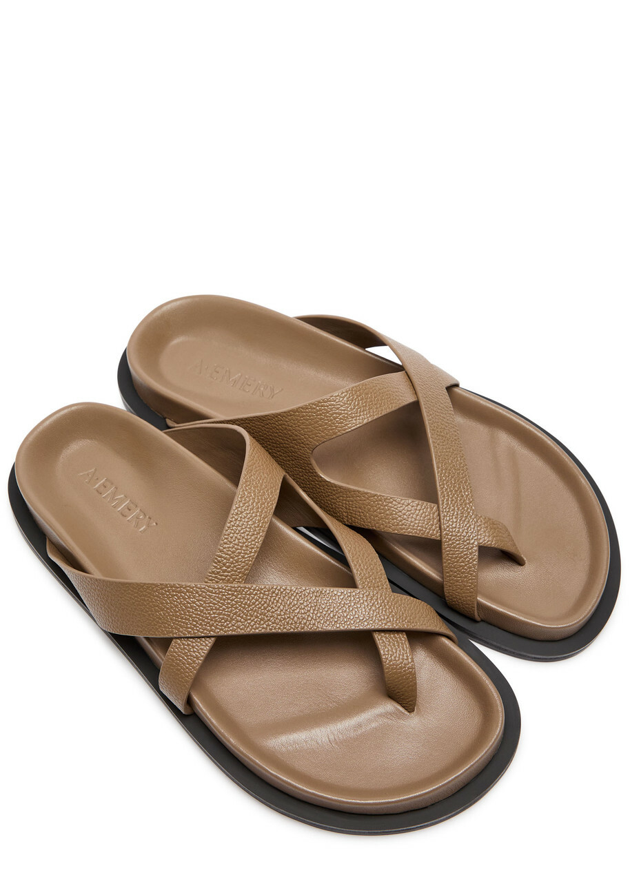 A.emery Claude Grained Leather Sandals Beige
