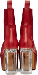 Rick Owens Red Grilled Platform Boots