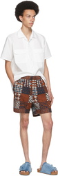 BEAMS PLUS Brown Komatsu Matere Edition Batik Print Beach Shorts