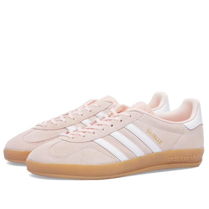 Photo: Adidas Women's Gazelle Indoor W in Sandy Pink/White/Gum