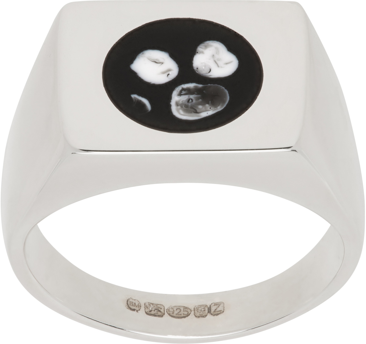 Ellie Mercer Silver & Black Circle Resin Signet Ring