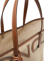 Moncler Logo-appliquéd Leather and Woven Tote - White - One Size