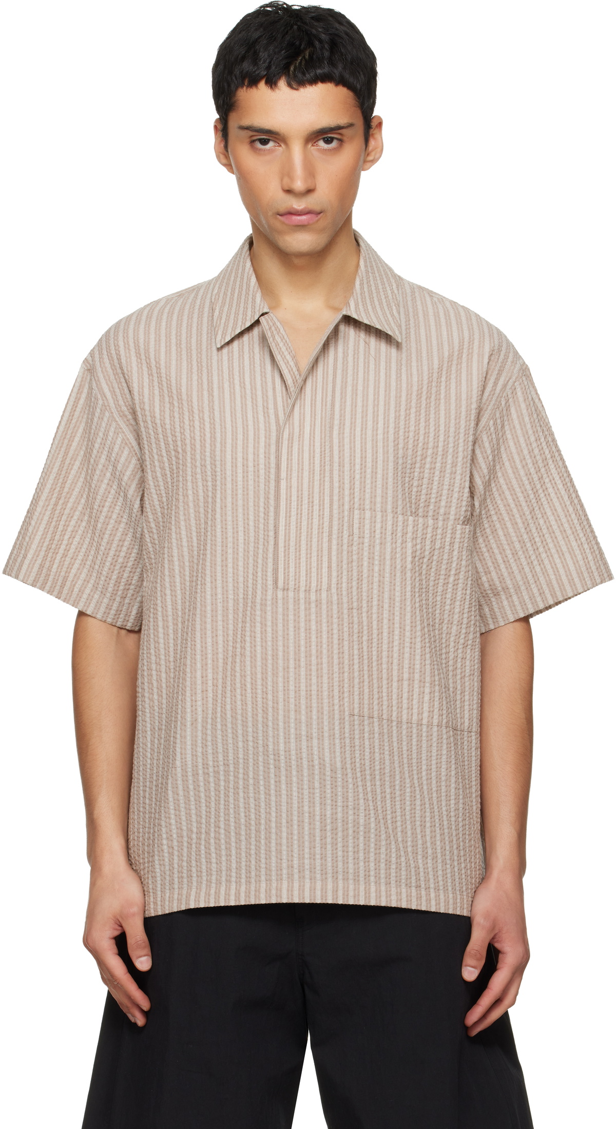 LE17SEPTEMBRE Beige Pullover Seersucker Shirt