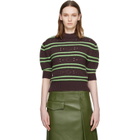 Marni Brown Short Sleeve Striped Crewneck Sweater
