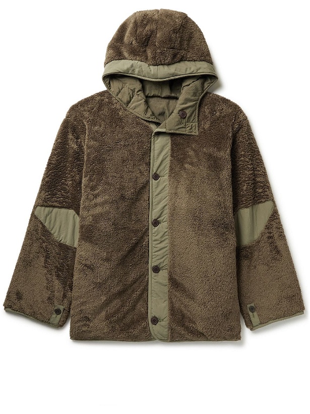 Photo: Beams Plus - MIL Oversized Reversible Fleece and Nylon Hooded Parka - Green